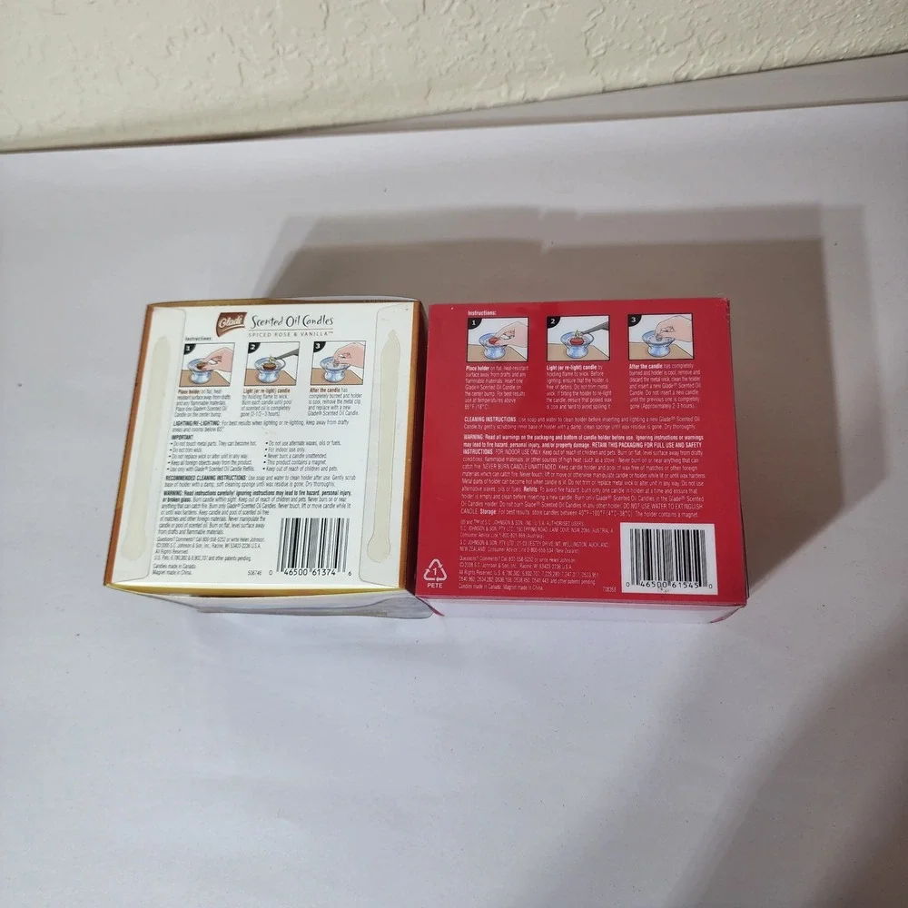 Glade‎ Scented Oil Candles Apple Cinnamon Spiced Rose Vanilla 2 Sets
